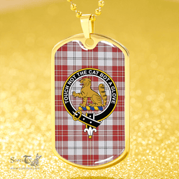 ScottishPlaid MacPherson Dress Burgundy Weathered Clan Tartan Dog Tag Necklace - Crest Classic Scottish Plaid Tartan Plaid