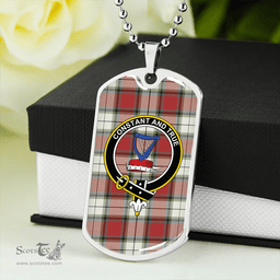 ScottishPlaid Rose Dress Weathered Clan Tartan Dog Tag Necklace - Crest Classic Scottish Plaid Tartan Plaid