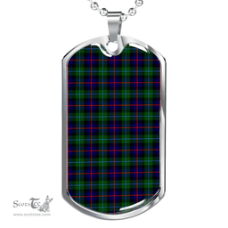 Scottish Campbell of Cawdor Modern Clan Tartan Dog Tag Necklace - Classic Scottish Plaid Tartan Plaid