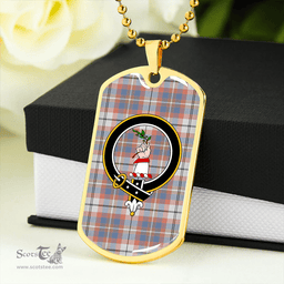 ScottishPlaid Oliver Pink Dress Weathered Clan Tartan Dog Tag Necklace - Crest Classic Scottish Plaid Tartan Plaid