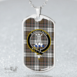 ScottishPlaid Malcolm Dress Weathered Clan Tartan Dog Tag Necklace - Crest Classic Scottish Plaid Tartan Plaid