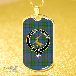 ScottishPlaid Strachan Ancient Clan Tartan Dog Tag Necklace - Crest Classic Scottish Plaid Tartan Plaid
