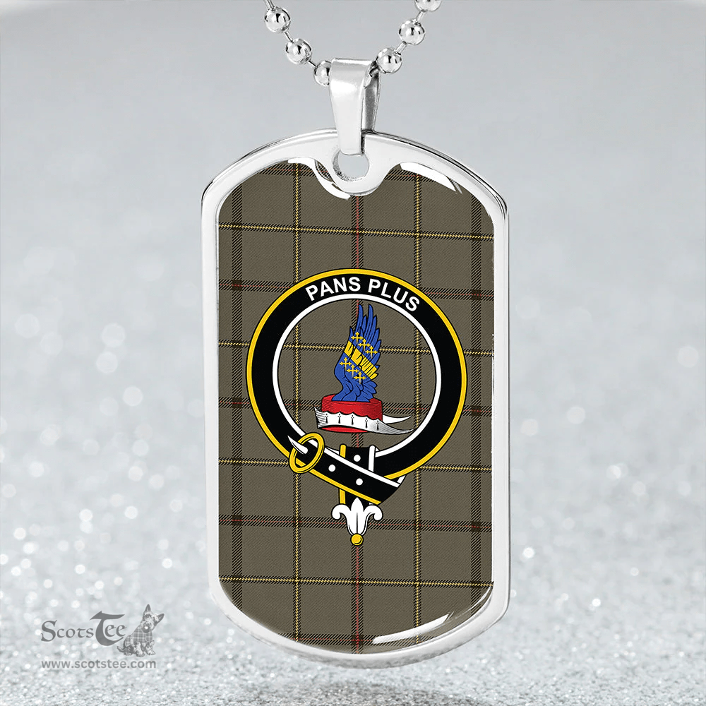 ScottishPlaid Marr Weathered Clan Tartan Dog Tag Necklace - Crest Classic Scottish Plaid Tartan Plaid