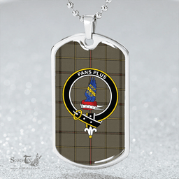 ScottishPlaid Marr Weathered Clan Tartan Dog Tag Necklace - Crest Classic Scottish Plaid Tartan Plaid