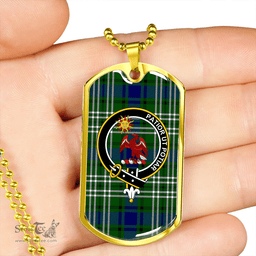 ScottishPlaid Spottiswood Clan Tartan Dog Tag Necklace - Crest Classic Scottish Plaid Tartan Plaid