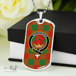 ScottishPlaid Moncrieffe Ancient Clan Tartan Dog Tag Necklace - Crest Classic Scottish Plaid Tartan Plaid