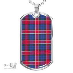 Scottish Graham of Menteith Red Clan Tartan Dog Tag Necklace - Classic Scottish Plaid Tartan Plaid