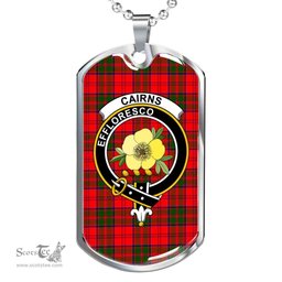 Scottish Cairns Clan Tartan Dog Tag Necklace - Crest Classic Scottish Plaid Tartan Plaid