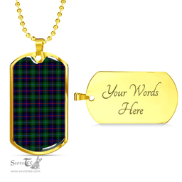 Scottish Campbell of Cawdor Modern Clan Tartan Dog Tag Necklace - Classic Scottish Plaid Tartan Plaid