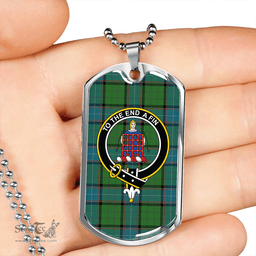 ScottishPlaid Storrie Ancient Clan Tartan Dog Tag Necklace - Crest Classic Scottish Plaid Tartan Plaid