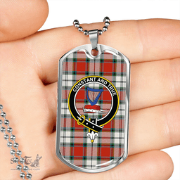 ScottishPlaid Rose Dress Ancient Clan Tartan Dog Tag Necklace - Crest Classic Scottish Plaid Tartan Plaid