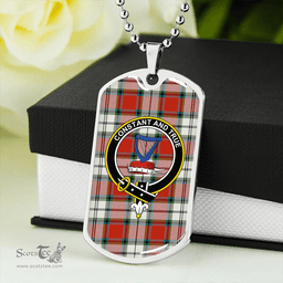 ScottishPlaid Rose Dress Ancient Clan Tartan Dog Tag Necklace - Crest Classic Scottish Plaid Tartan Plaid