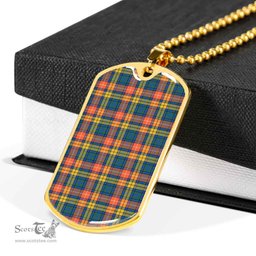 Scottish Buchanan Ancient Clan Tartan Dog Tag Necklace - Classic Scottish Plaid Tartan Plaid