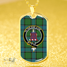 ScottishPlaid Storrie Ancient Clan Tartan Dog Tag Necklace - Crest Classic Scottish Plaid Tartan Plaid