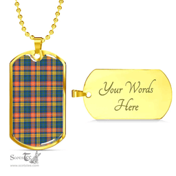 Scottish Buchanan Ancient Clan Tartan Dog Tag Necklace - Classic Scottish Plaid Tartan Plaid