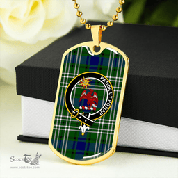 ScottishPlaid Spottiswood Clan Tartan Dog Tag Necklace - Crest Classic Scottish Plaid Tartan Plaid