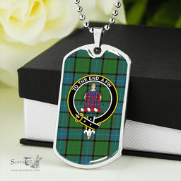 ScottishPlaid Storrie Ancient Clan Tartan Dog Tag Necklace - Crest Classic Scottish Plaid Tartan Plaid