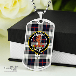 ScottishPlaid Sutherland Dress Royal Blue Modern Clan Tartan Dog Tag Necklace - Crest Classic Scottish Plaid Tartan Plaid