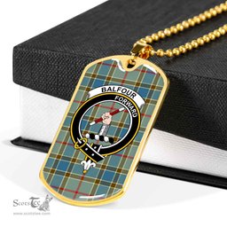 Scottish Balfour Clan Tartan Dog Tag Necklace - Crest Classic Scottish Plaid Tartan Plaid