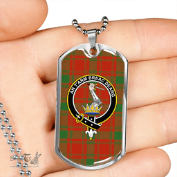 ScottishPlaid MacQuarrie (MacGuarie) Ancient Clan Tartan Dog Tag Necklace - Crest Classic Scottish Plaid Tartan Plaid