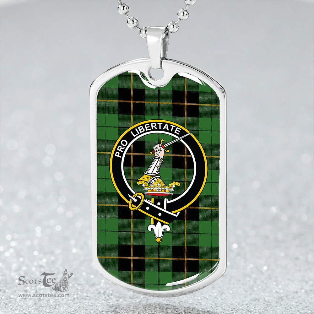 ScottishPlaid Wallace Hunting (Wallas Hunting) Ancient Clan Tartan Dog Tag Necklace - Crest Classic Scottish Plaid Tartan Plaid