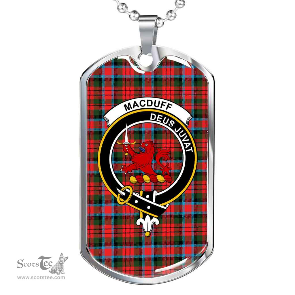 Scottish MacDuff Clan Tartan Dog Tag Necklace - Crest Classic Scottish Plaid Tartan Plaid
