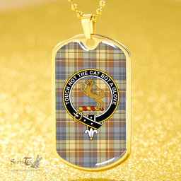 ScottishPlaid MacGlashan 1800 Modern Clan Tartan Dog Tag Necklace - Crest Classic Scottish Plaid Tartan Plaid