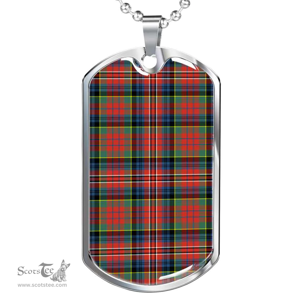 Scottish MacPherson Ancient Clan Tartan Dog Tag Necklace - Classic Scottish Plaid Tartan Plaid