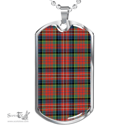 Scottish MacPherson Ancient Clan Tartan Dog Tag Necklace - Classic Scottish Plaid Tartan Plaid
