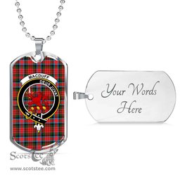 Scottish MacDuff Clan Tartan Dog Tag Necklace - Crest Classic Scottish Plaid Tartan Plaid