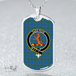 ScottishPlaid Sutherland Hunting Ancient Clan Tartan Dog Tag Necklace - Crest Classic Scottish Plaid Tartan Plaid