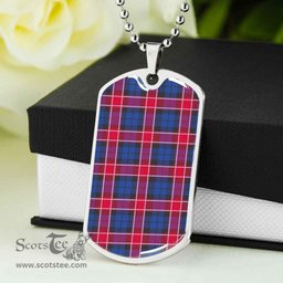Scottish Graham of Menteith Red Clan Tartan Dog Tag Necklace - Classic Scottish Plaid Tartan Plaid