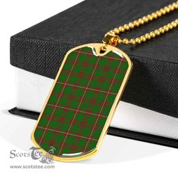 Scottish MacKinnon Hunting Modern Clan Tartan Dog Tag Necklace - Classic Scottish Plaid Tartan Plaid