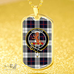 ScottishPlaid Sutherland Dress Royal Blue Modern Clan Tartan Dog Tag Necklace - Crest Classic Scottish Plaid Tartan Plaid