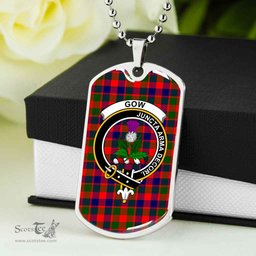 Scottish Gow (of Skeoch) Clan Tartan Dog Tag Necklace - Crest Classic Scottish Plaid Tartan Plaid