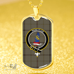 ScottishPlaid Marr Weathered Clan Tartan Dog Tag Necklace - Crest Classic Scottish Plaid Tartan Plaid
