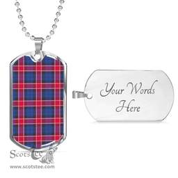 Scottish Graham of Menteith Red Clan Tartan Dog Tag Necklace - Classic Scottish Plaid Tartan Plaid