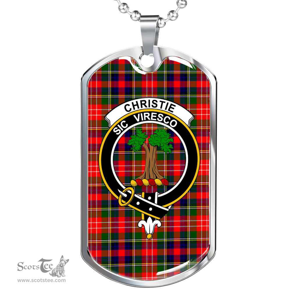 Scottish Christie Clan Tartan Dog Tag Necklace - Crest Classic Scottish Plaid Tartan Plaid