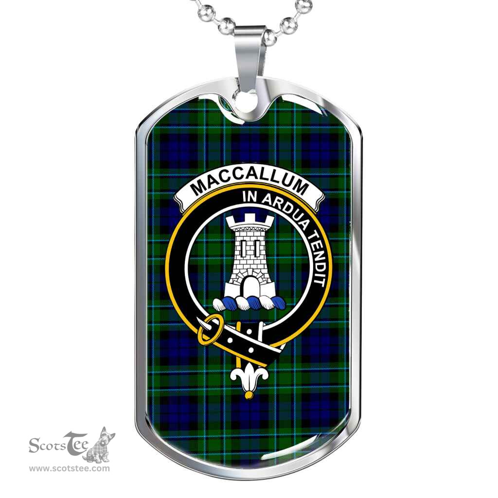 Scottish MacCallum Clan Tartan Dog Tag Necklace - Crest Classic Scottish Plaid Tartan Plaid