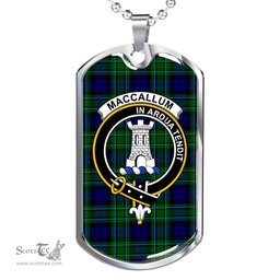 Scottish MacCallum Clan Tartan Dog Tag Necklace - Crest Classic Scottish Plaid Tartan Plaid