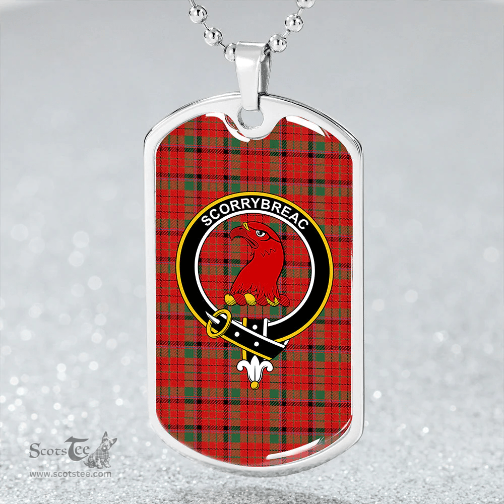 ScottishPlaid MacNicol Red Modern Clan Tartan Dog Tag Necklace - Crest Classic Scottish Plaid Tartan Plaid