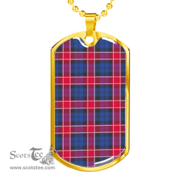 Scottish Graham of Menteith Red Clan Tartan Dog Tag Necklace - Classic Scottish Plaid Tartan Plaid