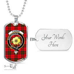 Scottish Cairns Clan Tartan Dog Tag Necklace - Crest Classic Scottish Plaid Tartan Plaid