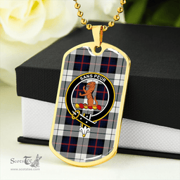 ScottishPlaid Sutherland Dress Royal Blue Modern Clan Tartan Dog Tag Necklace - Crest Classic Scottish Plaid Tartan Plaid