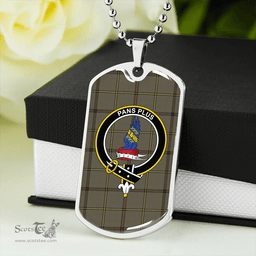 ScottishPlaid Marr Weathered Clan Tartan Dog Tag Necklace - Crest Classic Scottish Plaid Tartan Plaid