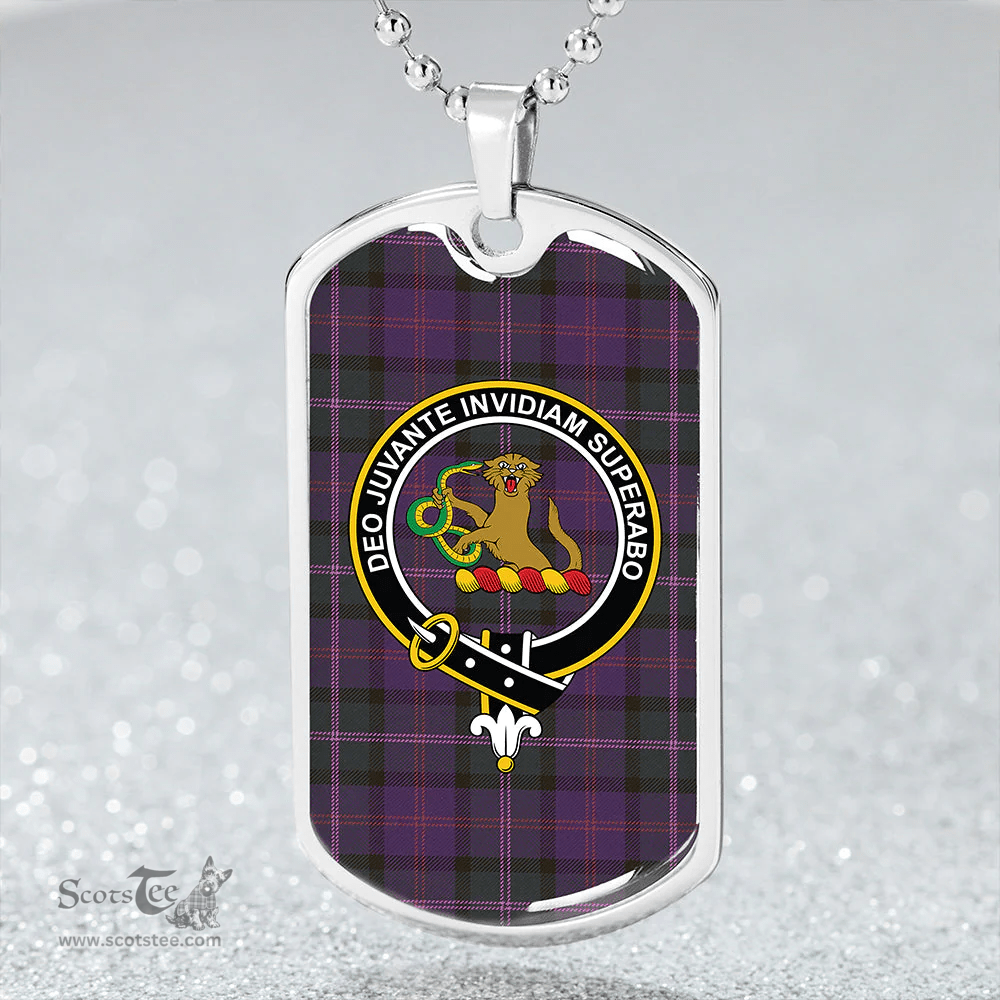 ScottishPlaid MacThomas (Thompson/Thomson) Weathered Clan Tartan Dog Tag Necklace - Crest Classic Scottish Plaid Tartan Plaid
