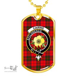 Scottish Cairns Clan Tartan Dog Tag Necklace - Crest Classic Scottish Plaid Tartan Plaid