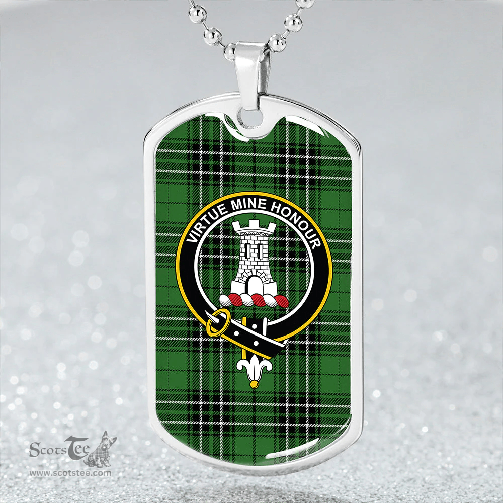 ScottishPlaid MacLean of Duart Hunting (Vestiarium Scoticum) Ancient Clan Tartan Dog Tag Necklace - Crest Classic Scottish Plaid Tartan Plaid