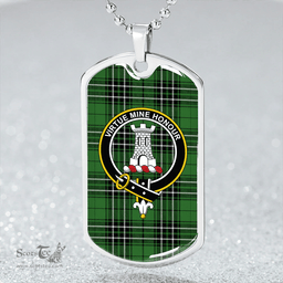 ScottishPlaid MacLean of Duart Hunting (Vestiarium Scoticum) Ancient Clan Tartan Dog Tag Necklace - Crest Classic Scottish Plaid Tartan Plaid