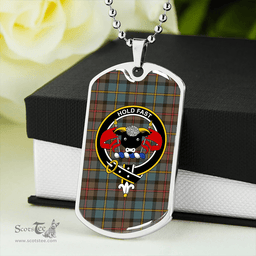 ScottishPlaid MacLeod of Harris (MacLeod Hunting) Weathered Clan Tartan Dog Tag Necklace - Crest Classic Scottish Plaid Tartan Plaid